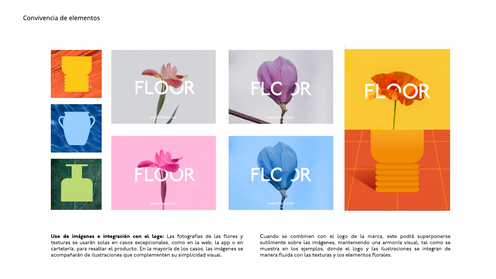 Convivencia de logotipo, ilustración y fotografía