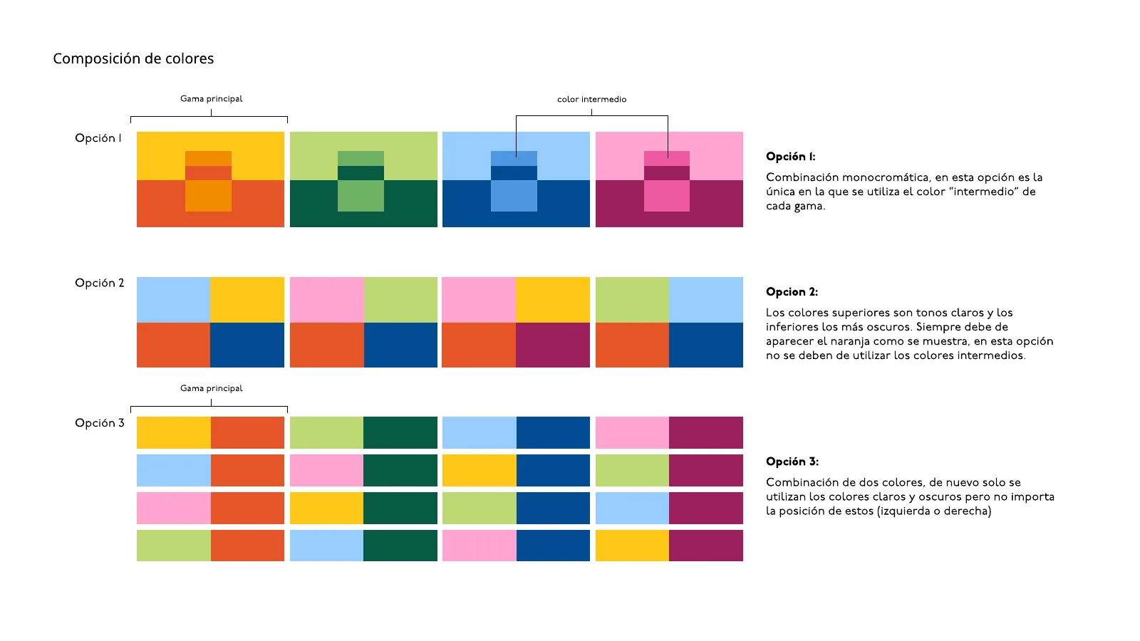 Composición de colores de Floor: tres opciones