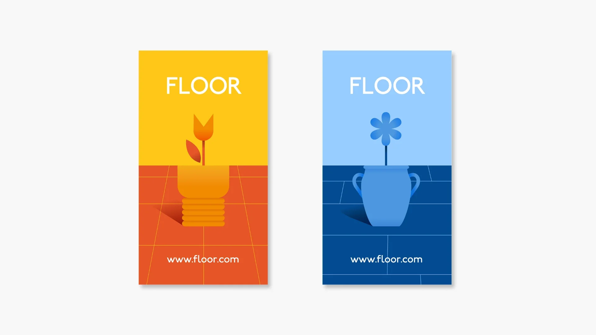 Carteles de Floor con ilustración y web